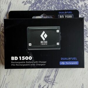 Black BD1500 Rechargeable Li-Ion Camera Battery with Charger for Headlamps